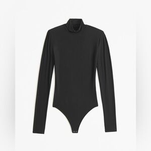 Abercrombie & Fitch Soft Matte Seamless Long-Sleeve Mockneck Bodysuit in Black